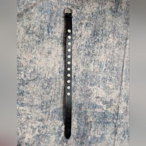 Girl's Daisy Themed Buckle Belt Black White Yellow 26" EUC Target